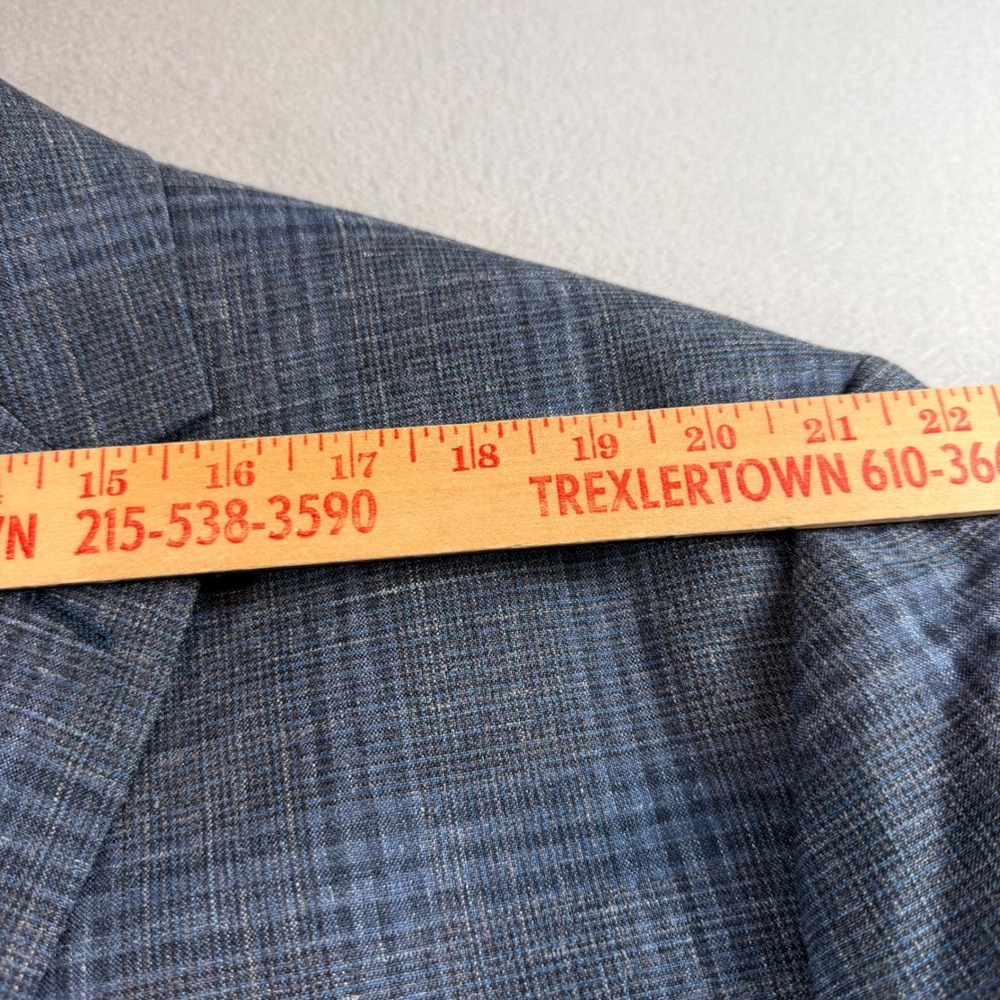 Pronto Uomo Platinum Blue Plaid Wool Silk Linen Blazer Sport Coat Mens 54R - Picture 7 of 13